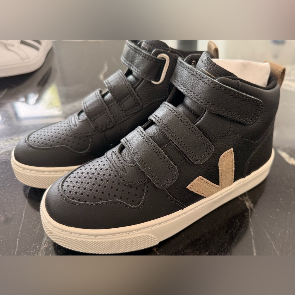 Veja Kids Black and Tan High-Top Sneakers